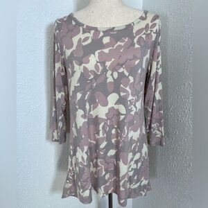 LOGO by Lori Goldstein Long Sleeve Floral Chiffon Back Tunic Blouse